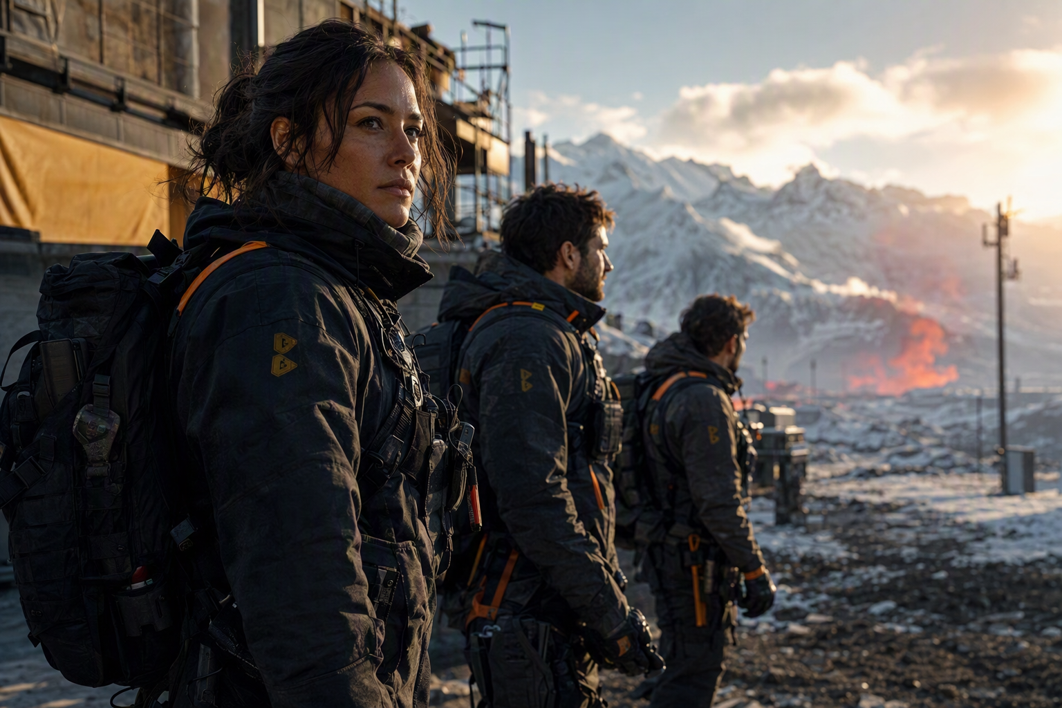 Northstar Circuit squad against a snow-zone staging landscape