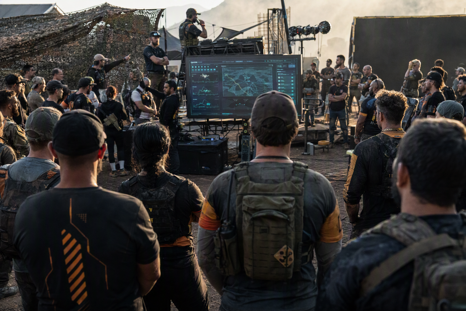 Crowd and teams watching finalized results